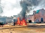 A view of the site after communal clash during Ram Navmi procession in Himmatnagar on Sunday (ANI) A view of the site after communal clash during Ram Navmi procession in Himmatnagar on Sunday (ANI)
