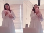 Debina Bonnerjee singing to her baby girl.