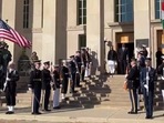 Defence minister Rajnath Singh at the Pentagon Office in Washington DC Defence minister Rajnath Singh at the Pentagon Office in Washington DC