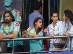 Suniel Shetty, Mana Shetty and Athiya Shetty came to watch Lucknow Super Giants captain KL Rahul play on Sunday, (PTI) Suniel Shetty, Mana Shetty and Athiya Shetty came to watch Lucknow Super Giants captain KL Rahul play on Sunday, (PTI)
