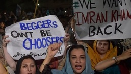 Supporters of Pakistan Tehreek-e-Insaf (PTI) party of dismissed Pakistan's Prime Minister Imran Khan, take part in a rally in his support in Peshawar on April 10, 2022.