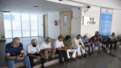 Residents of sectors 56 and 57 wait at the Gurugram Metropolitan Development Authority (GMDA) Office during the Residents’ Delegation meeting with the officials in Gurugram, India, on Monday. (Vipin Kumar/HT PHOTO) Residents of sectors 56 and 57 wait at the Gurugram Metropolitan Development Authority (GMDA) Office during the Residents’ Delegation meeting with the officials in Gurugram, India, on Monday. (Vipin Kumar/HT PHOTO)