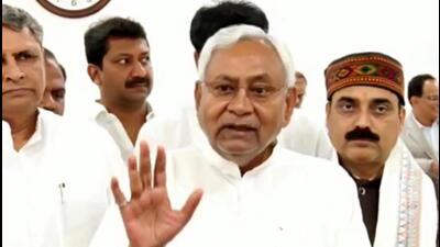 Bihar chief minister Nitish Kumar speaks to media in Patna on Monday. (Santosh Kumar/HT) Bihar chief minister Nitish Kumar speaks to media in Patna on Monday. (Santosh Kumar/HT)