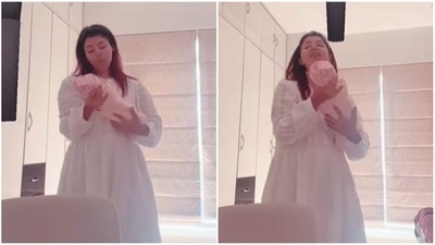 Debina Bonnerjee singing to her baby girl.