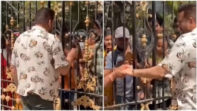 Sanjay Dutt posed for a picture with his fan at his Mumbai residence.
