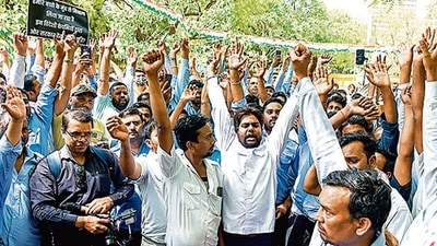 Taxi drivers protest against the hike in fuel prices at Jantar Mantar on Friday. (ANI) Taxi drivers protest against the hike in fuel prices at Jantar Mantar on Friday. (ANI)