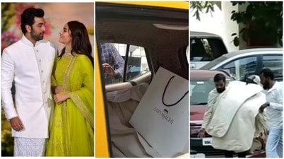 Sabyasachi outfits were delivered at Ranbir Kapoor's house Vastu ahead of his wedding with Alia Bhatt. Sabyasachi outfits were delivered at Ranbir Kapoor's house Vastu ahead of his wedding with Alia Bhatt.