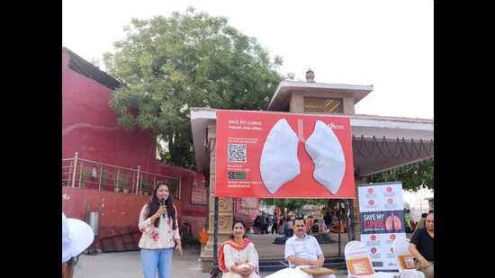 An artificial lung installed at Assi Ghat of Varanasi. (Sourced)