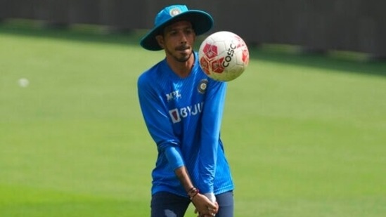 Yuzvendra Chahal plays with a volleyball during a practice session (AP/File Photo)