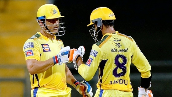 MS Dhoni and skipper Ravindra Jadeja in action (PTI)