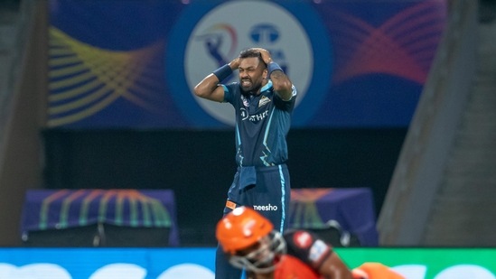 Pandya cut a visibly frustrated figure a number of times during SRH innings (PTI)