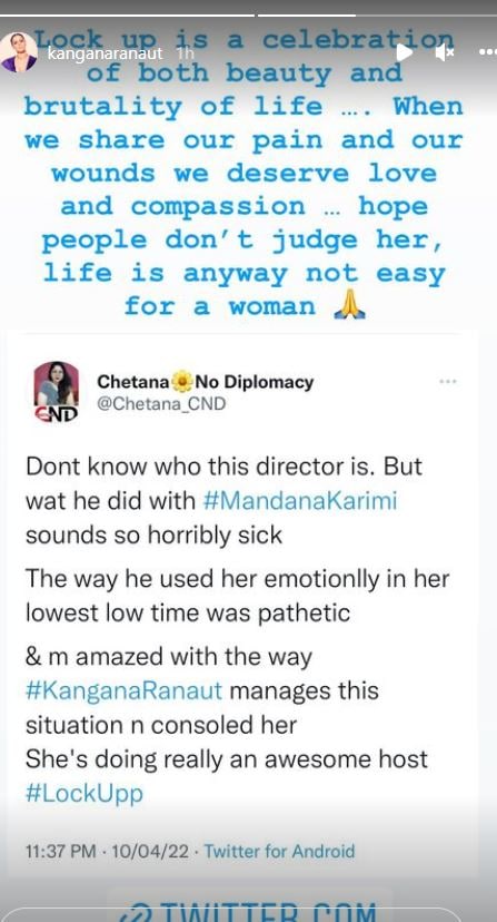 A glimpse of Kangana's post.