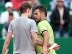 Monte Carlo Masters - Monte-Carlo Country Club, Roquebrune-Cap-Martin, France - Switzerland's Stan Wawrinka and Kazakhstan's Alexander Bublik after their first round match REUTERS/Denis Balibouse(REUTERS)