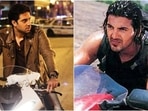 Abhishek Bachchan and John Abraham in stills from the 2004 action-thriller Dhoom. Abhishek Bachchan and John Abraham in stills from the 2004 action-thriller Dhoom.