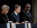 External Affairs Minister Subrahmanyam Jaishankar, US Secretary of State Antony Blinken, and US Defense Secretary Lloyd Austin. External Affairs Minister Subrahmanyam Jaishankar, US Secretary of State Antony Blinken, and US Defense Secretary Lloyd Austin.