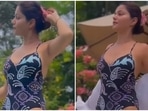 Rubina Dilaik in floral swimsuit enjoys pool time in Goa, fan says 'hot as hell': Watch video shot by Abhinav Shukla Rubina Dilaik in floral swimsuit enjoys pool time in Goa, fan says 'hot as hell': Watch video shot by Abhinav Shukla