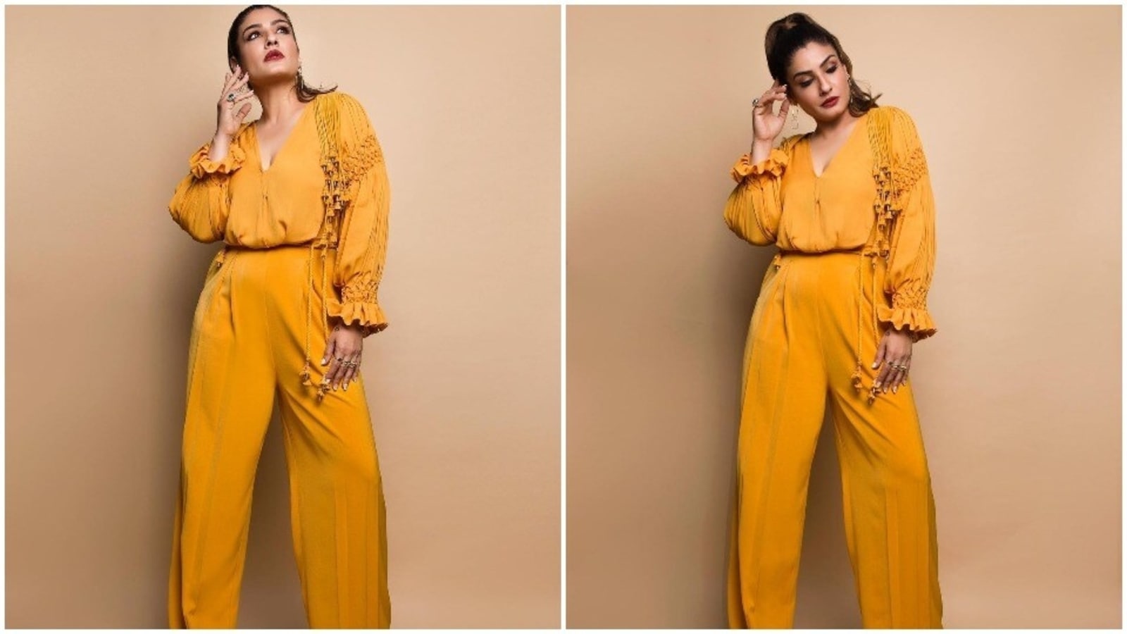 Raveena Tandon is a 'sunshine girl' in yellow top and trousers set