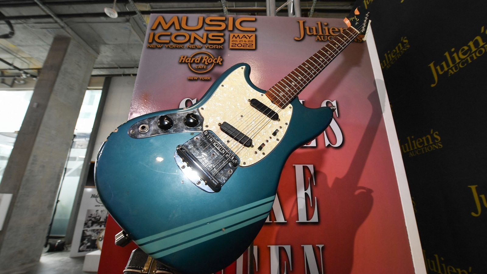 Kurt Cobain's blue guitar in Nirvana's Smells Like Teen