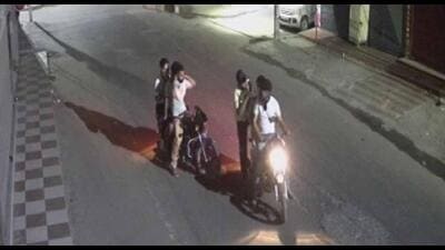 The carjackers spotted on closed-circuit television cameras before they executed the crime in Upkar Nagar in Ludhiana on Tuesday. (HT Photo) The carjackers spotted on closed-circuit television cameras before they executed the crime in Upkar Nagar in Ludhiana on Tuesday. (HT Photo)