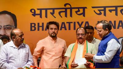 Union minister Anurag Thakur and BJP national general secretary Arun Singh had on Monday inducted former AAP leader DK Tyagi into the party fold in New Delhi. Former AAP Himachal Pradesh president Anoop Kesari is also seen. (PTI) Union minister Anurag Thakur and BJP national general secretary Arun Singh had on Monday inducted former AAP leader DK Tyagi into the party fold in New Delhi. Former AAP Himachal Pradesh president Anoop Kesari is also seen. (PTI)