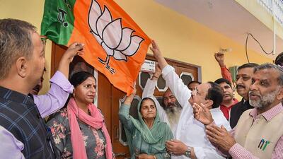 BJP national president JP Nadda during his interaction with party supporters in Bilaspur. (PTI)
