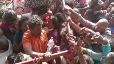 The TTD authorities on Tuesday opened the Vaikuntham queue complex on the Tirumala hills for the Sarvadarshanam token holders for the first time after March 21, 2020, as the temple was shut down on account of Covid-19 pandemic-forced lockdown. (HT Photo)