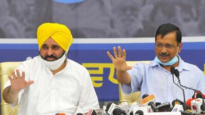 Kejriwal will meet Bhagwant Mann in Delhi. (HT PHOTO/File) Kejriwal will meet Bhagwant Mann in Delhi. (HT PHOTO/File)
