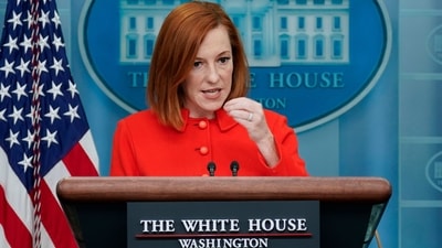 White House press secretary Jen Psaki speaks during the daily briefing at the White House in Washington, Monday, April 11, 2022.(AP Photo/Carolyn Kaster) (AP) White House press secretary Jen Psaki speaks during the daily briefing at the White House in Washington, Monday, April 11, 2022.(AP Photo/Carolyn Kaster) (AP)