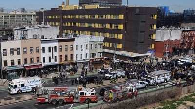 General view of the scene of a shooting at a subway station in the Brooklyn borough of New York City, New York. (REUTERS)