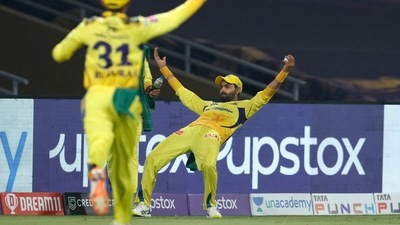 But those slended chances ended when Karthik fell to Bravo. (PTI) But those slended chances ended when Karthik fell to Bravo. (PTI)