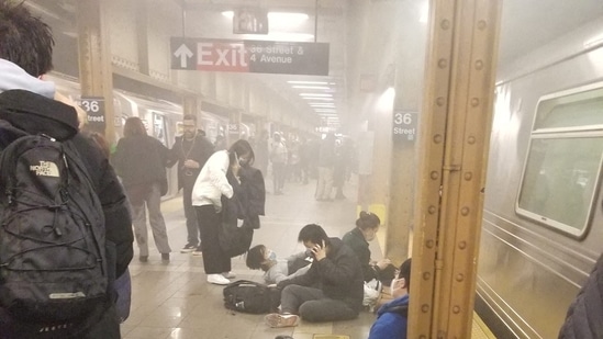 Wounded people lie at the 36th Street subway station after a shooting in New York City.(REUTERS)