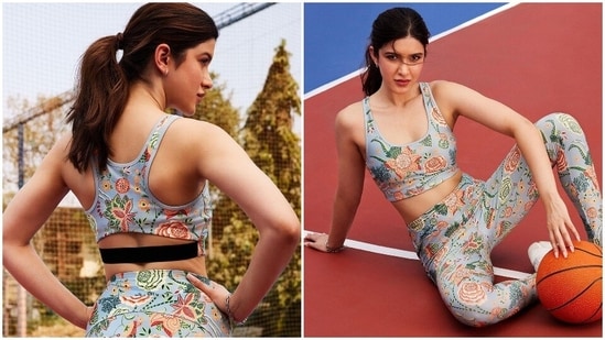 Shanaya Kapoor turned muse for designer Ritu Kumar's activewear collection for her clothing line Label by Ritu Kumar. Shanya posed on a basketball court with a basket as her prop.(Instagram/@shanayakapoor02)
