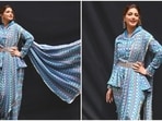 Sonali Bendre has been constantly impressing the fashion gods with her incredible outfit choices. Adding a touch of her own to the traditional saree, the bold and beautiful actor was spotted wearing a blue top and pants set with an attached drape that gives the illusion of a saree but with a contemporary touch.