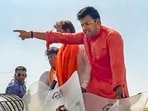 Prior to his detention, Surya, BJP's Lok Sabha MP from Bangalore South, was stopped at the Dausa-Karauli border from visiting Karauli.(PTI) Prior to his detention, Surya, BJP's Lok Sabha MP from Bangalore South, was stopped at the Dausa-Karauli border from visiting Karauli.(PTI)