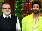 Pankaj Kapur and Shahid Kapoor on The Kapil Sharma Show.&nbsp;