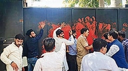 Protesters vandalized the property of Kejriwal's house on March 30.