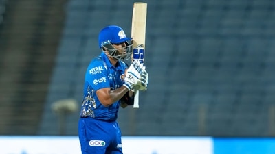 Suryakumar Yadav of Mumbai Indians celebrates after scoring a half century (IPL) Suryakumar Yadav of Mumbai Indians celebrates after scoring a half century (IPL)