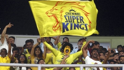 Spectators in stands during the Indian Premier League 2022 match between Chennai Super Kings and the Royal Challengers Bangalore (IPL)