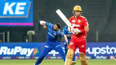 Pune: Jasprit Bumrah of Mumbai Indians celebrates the wicket of Liam Livingstone of Punjab Kings during the Indian Premier League 2022 cricket match between Mumbai Indians and Punjab Kings, at the MCA International Stadium in Pune, Wednesday, April 13, 2022. (Sportzpics/PTI Photo)   (PTI04_13_2022_000202B) (PTI)