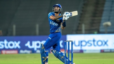 Pune: Surya Kumar Yadav of Mumbai Indians plays a shot during the Indian Premier League 2022 cricket match between Mumbai Indians and Punjab Kings, at the MCA International Stadium in Pune, Wednesday, April 13, 2022. (Sportzpics/PTI Photo)  (PTI04_13_2022_000229B) *** Local Caption *** 

 (PTI)