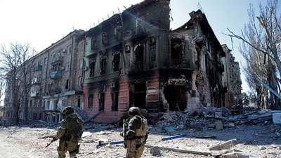 A building destroyed in the course of the Ukraine-Russia conflict, in the southern port city of Mariupol, Ukraine. (REUTERS)