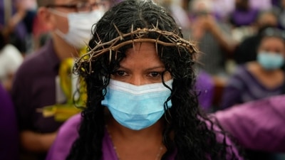 After two years of Covid-19 restrictions, the famous church in Caracas, Venezuela, opened its doors on Wednesday. (AP) After two years of Covid-19 restrictions, the famous church in Caracas, Venezuela, opened its doors on Wednesday. (AP)