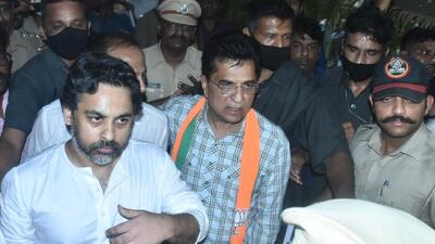 The Bombay high court on Wednesday granted BJP leader Kirit Somaiya interim protection from arrest in connection with the cheating case registered against him and his son Neil for allegedly misappropriating funds collected for saving INS Vikrant from being scrapped. (HT PHOTO.) The Bombay high court on Wednesday granted BJP leader Kirit Somaiya interim protection from arrest in connection with the cheating case registered against him and his son Neil for allegedly misappropriating funds collected for saving INS Vikrant from being scrapped. (HT PHOTO.)