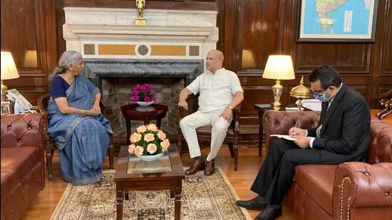 Sri Lanka’s high commissioner Milinda Moragoda met finance minister Nirmala Sitharaman in New Delhi on Wednesday. (Sri Lanka high commission)