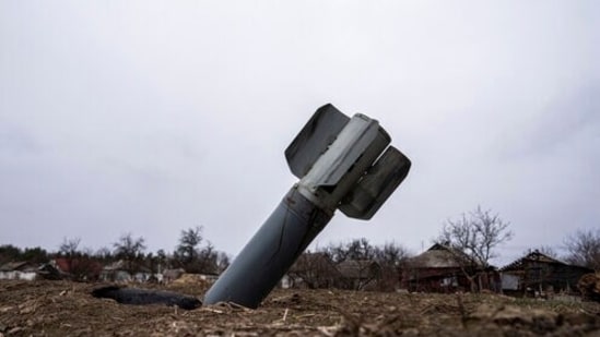 The tail of a missile sticks out in a residential area in Yahidne, near of Dnipro, Ukraine. (Image for representation/AP Photo)