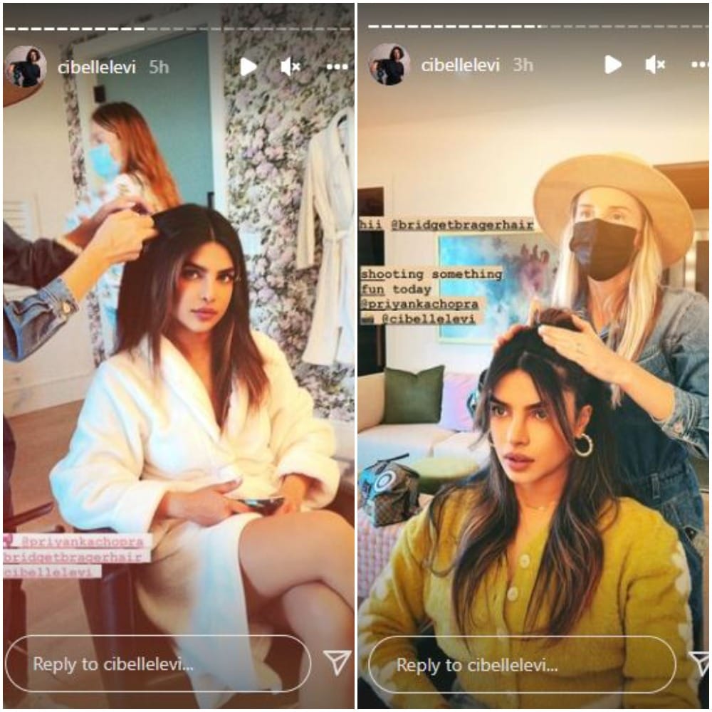 Priyanka Chopra getting ready for her photoshoot in Los Angeles.