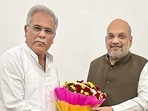Chhattisgarh chief minister Bhupesh Baghel met union home minister Amit Shah in New Delhi (PTI)