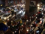 Bengaluru: Vehicles stuck in the traffic jam on the Mysore road after heavy rain in Bengaluru. (PTI Photo) Bengaluru: Vehicles stuck in the traffic jam on the Mysore road after heavy rain in Bengaluru. (PTI Photo)