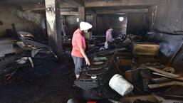 The gutted plywood unit located in Sham Nagar, Ludhiana, on Thursday. (Gurpreet Singh/HT)
