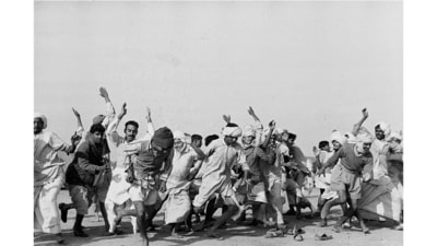 Refugees Exercising in a Camp to Drive Away Lethargy and Despair, Kurukshetra, Punjab, c. 1947, Henri Cartier-Bresson, Gelatin silver print. (Museum of Art and Photography) Refugees Exercising in a Camp to Drive Away Lethargy and Despair, Kurukshetra, Punjab, c. 1947, Henri Cartier-Bresson, Gelatin silver print. (Museum of Art and Photography)